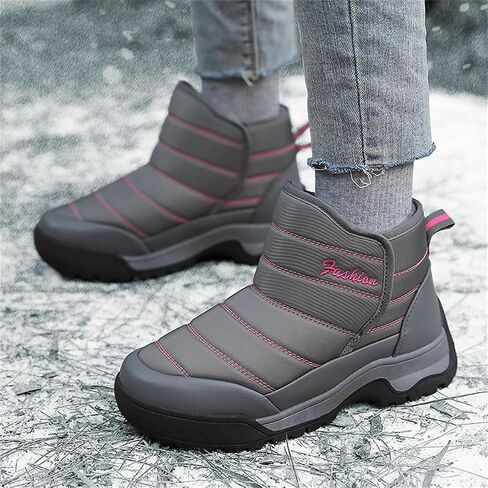 Veslexth Womens Winter Boots Cozy Anti-Slip Snow Waterproof Boots Slip on Comfort Stylish Ankle Booties for Cold Weather City Walk in Kuwait