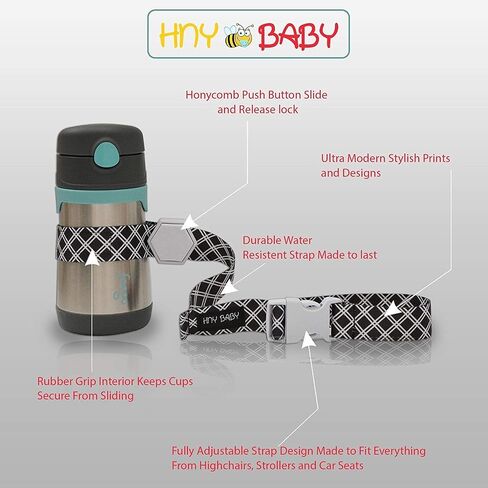Sippy Cup Straps for Baby Bottle Toy Leash 2 Pack for Stroller High Chair Strap (Black) in Saudi Arabia