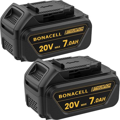 Bonacell 2Pack 7000mAh Lithium Replacement for Dewalt 20V Battery Compatible with Dewalt 20 Volt MAX Battery DCB206 DCB204 DCB200 DCB180 DCB181 DCD/DCF/DCG Series with 2Pack Battery Holder in Saudi Arabia