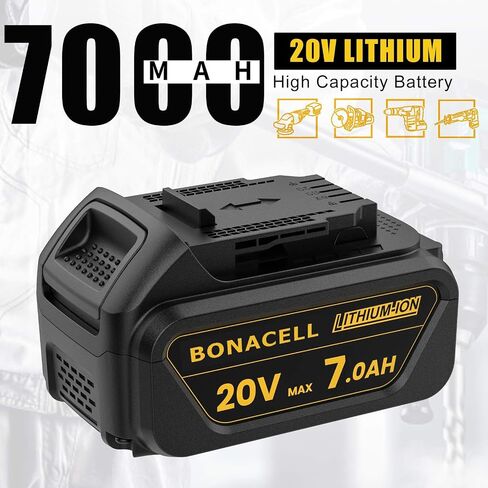 Bonacell 2Pack 7000mAh Lithium Replacement for Dewalt 20V Battery Compatible with Dewalt 20 Volt MAX Battery DCB206 DCB204 DCB200 DCB180 DCB181 DCD/DCF/DCG Series with 2Pack Battery Holder in Saudi Arabia