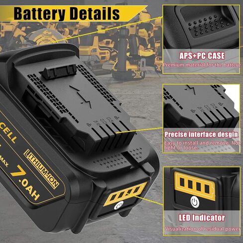 Bonacell 2Pack 7000mAh Lithium Replacement for Dewalt 20V Battery Compatible with Dewalt 20 Volt MAX Battery DCB206 DCB204 DCB200 DCB180 DCB181 DCD/DCF/DCG Series with 2Pack Battery Holder in Saudi Arabia