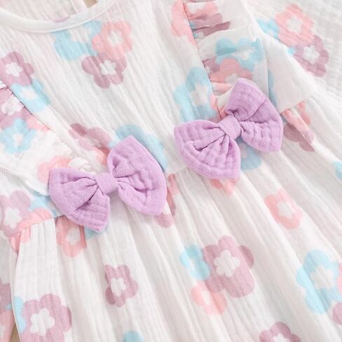 Sasaerucure الوليد طفلة طويلة الأكمام رومبير بذلة السراويل الكتان الأزهار عموما قطعة واحدة OutfitFall الملابس in Kuwait