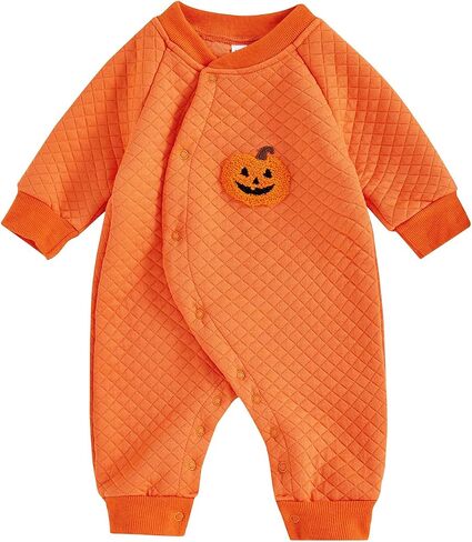 Ayalinggo Newborn Baby Girl Boy Jumpsuit Cute Halloween Pumpkin Romper Embroidery Thanksgiving Turkey Fall Winter Outfit in Saudi Arabia