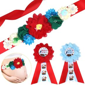 JOYMEMO Pink Blue Gone Fishing Gender Reveal Maternity Sash Kit - Fishing Theme Baby Shower Belly Belt and Mom to Be & Dad to Be Corsage Pins, Pregnancy New Parents Photo Props Party Supplies