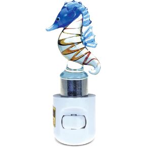 COTA Global Seahorse Night Light - Home Décor Wall Plug in Night Light with Switch, Unique Decorative Hand Made LED Glass Art Nightlight for Bathroom, Nursery - 4.5 Inches