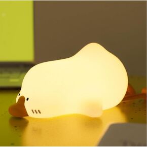 2024 Goose Night Light, Nursery Night Light, Lay-Flat Goose Light with Charging Port, Three-Stage Dimmable Silicone LED Duck Light, Cute Decorative Light for Nursery Bedroom, Fun Light