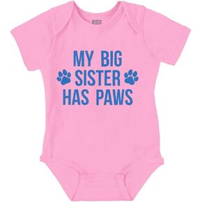 Brisco Brands My Big Sister Has Paws Baby Romper Boys or Girls