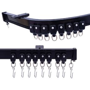 Ceiling Curtains Tracks Aluminum Flexible Bendable Curtains Tracks Ceiling Mount Room Divider Tracks RV Outdoor Curtain Tracks Hooks Systems 3-9ft White.