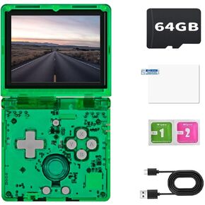 RG35XXSP Flip Retro Game Console,3.5 Inch IPS Screen 640x480,Built-in 64GB TF Card,with 3300mAh Battery Linux System Classic Game Console,Support HD and TV Output Casual Game Console(Blue)