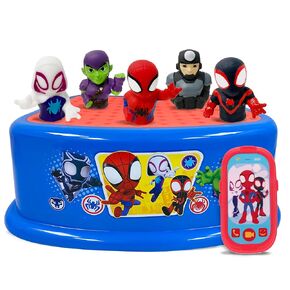 Spidey and His Amazing Friends Bath Time Fun Set - Bath Finger Puppets, Light Up Squirter, Step Stool