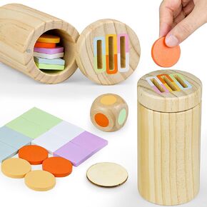 Montessori Toys for 1-3 Year Old, Color Sorting Sensory Developmental Wooden Toddlers Toys, 18 Month Old Travel Educational Infants Toys for Kids, Fine Motor Busy Board Game Boys Girls Baby
