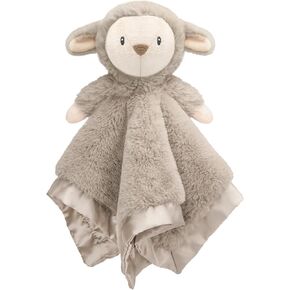 Lamb Security Blanket for Babies, Super Soft Fluffy Snuggle Toy for Newborn Boys and Girls, Stuffed Animal, Pink 13.5 Inch