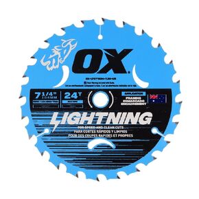 OX Tools Lightning 6-1/2" Circular Saw Blade for Framing - 24 Tooth & 5/8" Bore Carbide Tipped M9 Grade Construction - Circular Saw Blades Made in Australia for Wood Cutting - OX-LTCTW24-6.5-US