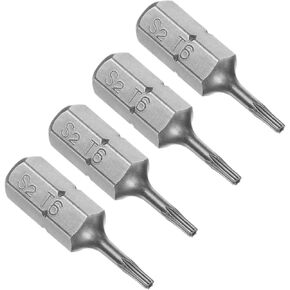 Torx Screwdriver Bits, 1/4" Hex Shank 25mm Long T6, Magnetic Screwdrivers Bit - (Applications: for Car Maintenance), 4-Pieces