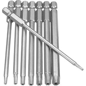 8Pcs Long Torx Screwdriver Bits Set, 1/4 Inch Hex Shank T8-T40 Magnetic Torx Head Screw Driver Bit Set Security Tamper Proof Star 6 Point Screwdriver Kit Tools |150mm Length