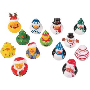 Christmas Rubber Ducky Assortment - Bulk Set of 50 Ducks - Party Favors, Handouts, Stocking Stuffer Toys