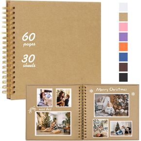 RECUTMS 10 x 10 Inch DIY Scrapbook Album 60 Pages Hardcover Kraft Paper Scrap Book Photo Albums Memory Book for Wedding and Anniversary Family (Black)