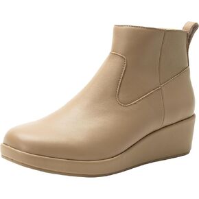 Alegria Womens Hadi Comfort Leather Ankle Wedge Boot
