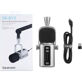 Saramonic SR-BV3 Large Diaphragm Dynamic Broadcast & Podcast Mic w/XLR or USB Output, Touch Control, Headphone Out, Low Cut, High-Freq Boost & Windscreen