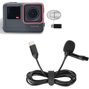 Lavalier Microphone Compatible for Insta360 Ace Pro/360 Ace, Noise Cancelling Microphone Type C Microphone Cable 1.5 m