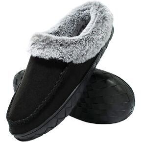 Women's Slippers Suede Moccasin Fuzzy Lined Memory Foam House Shoes for Indoor Outdoor