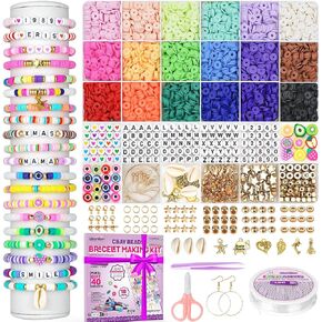 Gionlion 25000 Pcs Clay Beads Bracelet Making Kit for Gatherings, 7 Boxes Friendship Preppy Polymer Beads for Bracelets Jewelry Making kit with Charms, DIY Arts and Crafts Gifts for Ages 6-13