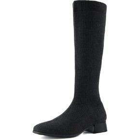 CUSHIONAIRE Women's Rialto Knit Knee-High Boot with Block Heel +Memory Foam, Wide Widths Available