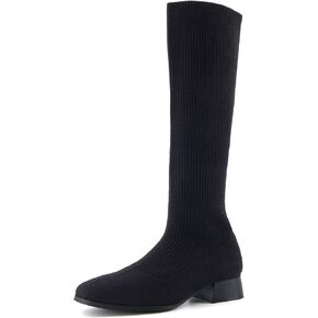 حذاء CUSHIONAIRE نسائي برقبة عالية حتى الركبة من Rialto Knit مع كعب سميك + رغوة الذاكرة، متوفر بعرض واسع