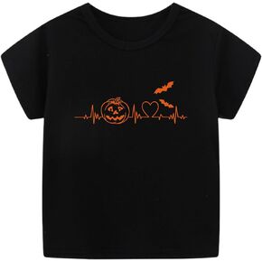 Toddler Halloween Shirt Spooky Ghost T-Shirts Boo Tees Boy Girl Pumpkin Face Short Sleeve Tops