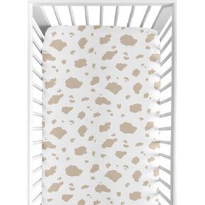 Sweet Jojo Designs Taupe and Cream Cow Print Boy Baby Fitted Crib Sheet Infant Newborn Nursery Toddler Bed Room Standard Mattress for The Western Cowboy Wild West Southern Cow Farm Animal Collection
