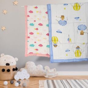 Newborn Baby and Infant Soft Nursery Blanket with 100% Organic Knitted Cotton GOTS Certified. Baby Quilt Comforter, Receiving Blanket Size 41x41 Inch