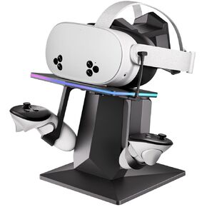 ODGG Charging Dock Compatible with Meta Quest 2, Meta Quest 3 or Meta Quest 3S, Support Fast Charging VR Charging Station with RGB Light, Type-C Cable, VR Controllers Holder Stand