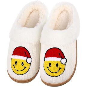 Cuffbow Christmas Slippers for Women House Fuzzy Slippers Fluffy Non-slip Xmas Slippers Fun Holiday Indoor Bedroom Slippers