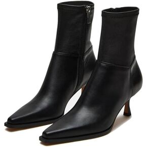 Womens Brown Suede Fall Boots Side Zip Ankle Boots Pointed Toe Mid Calf Boots Kitten Heel Boots Dressy Short Boots