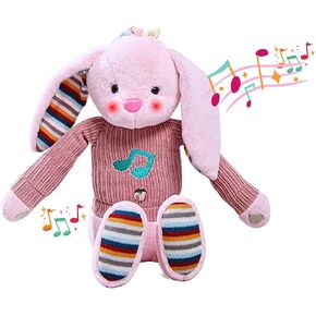 Lumio Musical Stuffed Animal Plush Toy with Lights & Sounds - Cute Interactive Toy for Newborns, and 3 6 12 to 48 Months (Bunny)