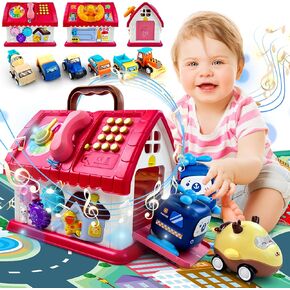 APEO Learning Toys for Toddlers 1-3 One Year Old Girl Boy Birthday Gifts with Cars 8-in-1 Montessori Baby Toys and Educational Toys for 1 Year Old Tummy Time Toys That Light Up and Sing