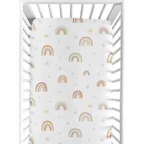 Sweet Jojo Designs Neutral Boho Rainbow Girl Boy Unisex Fitted Crib Sheet Baby or Toddler Bed Nursery - Mustard Yellow Pumpkin Orange Bohemian Sunshine Modern Vintage Beige Gold Taupe Tan