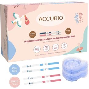 50 Ovulation Test Strips and 20 Pregnancy Test Strips Combo Kit, Rapid Fertility Predictor Kit, Accurate Pregnancy Detection, Prueba de Embarazo, 5mm Wider, with 70 Urine Cups (50LH+20HCG)