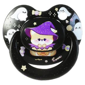 Halloween Adult Pacifier Big Size: Cute Bear Binky for Anxiety Relief - Large Shield Paci with Case Black