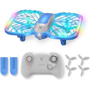 UranHub Drones for Kids, Mini Drone with 5 Lighting Modes, 22-Min Flight Time RC Drone with 2 Batteries/2 Takeoff Options/3D Flip/3-Speed/Propeller Protection Cover, etc, Gift for Kids (Blue)