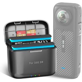 Battery Charger Hub Compatible with Insta 360x4 Dual Charging Case Accessories with Misro SD Card Slots(NOT Included 360X4 Batteries)