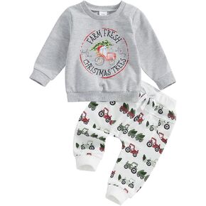 Toddler Baby Boy Christmas Outfit Fall Winter Infant Sweatshirt Pants Clothing Set Newborn Cute Christmas Clothes