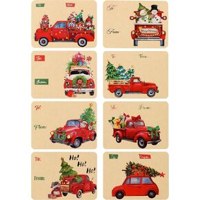 96 Foil Kraft Christmas Tags, Xmas to from Christmas Name Tags, Hang Decorative Tags Christmas Santa Gift Tags with Untied String for DIY Holiday Present Wrap and Label Package,16 Assorted Designs
