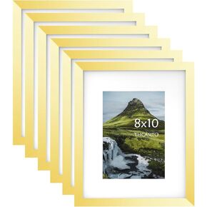 إطارات الصور مقاس 8 × 10 إطارات صور سوداء تعرض صور مقاس 5 × 7 مع حصيرة للمكتب أو ديكور الحائط، مجموعة من 6 قطع