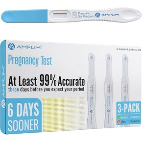 Amplim Early Detection HCG Pregnancy Test – 6 Days Sooner Results at Home | Over 99% Accurate, 10 MIU Sensitivity, Quick 2-Second Midstream Test | Bulk Pack of 3 for Reliable Pregnancy Confirmation