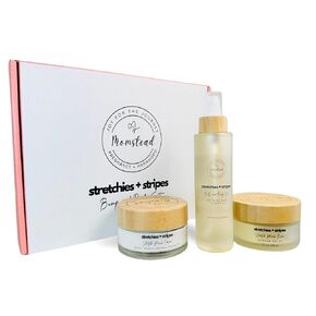 Stretchies and Stripes Bump and Body Stretch Mark Deluxe Gift Set | Body Oil, Stretch Mark Balm, Stretch Mark Cream | Pregnancy Safe | Gift for Mom