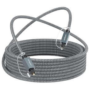 Optical Audio Cable 20 feet, Digital Audio Optical Cable Braided Fiber Optic Cables Slim, Toslink S/PDIF Cord for Home Theater, Sound Bar, Xbox One/PS4, Samsung TV, PlayStation