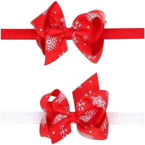 Baby Girl's Christmas Feather Headband Christmas Rose Chiffon Flower Elastic Hair Band (Green) in Kuwait