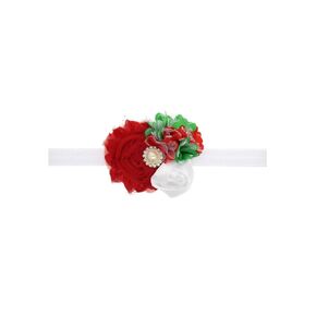 Baby Girl's Christmas Feather Headband Christmas Rose Chiffon Flower Elastic Hair Band (Green)