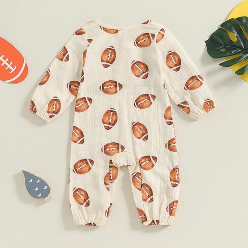 Honganda Newborn Infant Baby Boy Girl Football Outfit Long Sleeve Rugby Jumpsuit Cotton Linen Romper Fall One Piece Clothes in Saudi Arabia